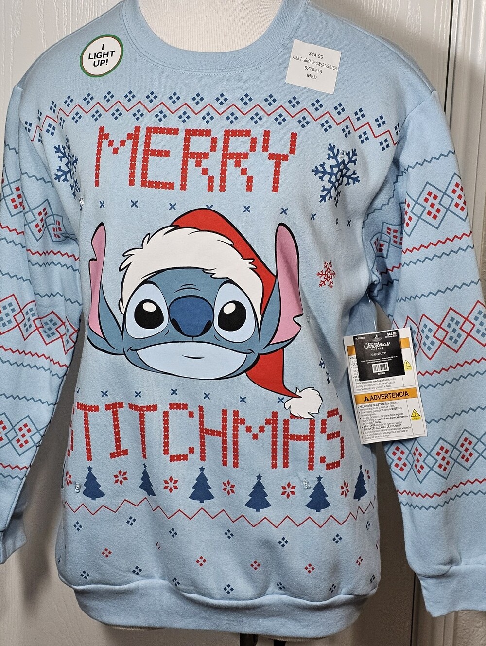 Disney "Merry Stitchmas" Light-up Crewneck Sweatshirt Medium